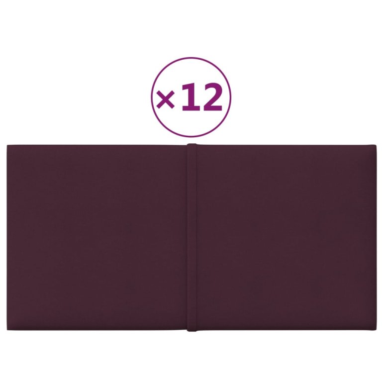 Panouri de perete 12 buc. violet 30x15 cm textil 0,54 m²