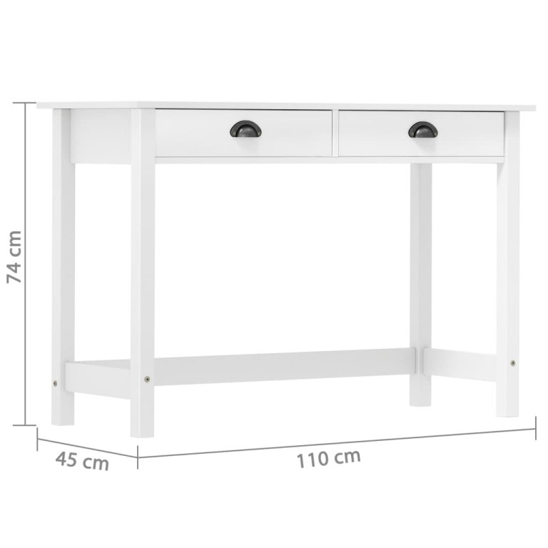 Masă consolă Hill cu 2 sertare, 110x45x74 cm, lemn masiv pin