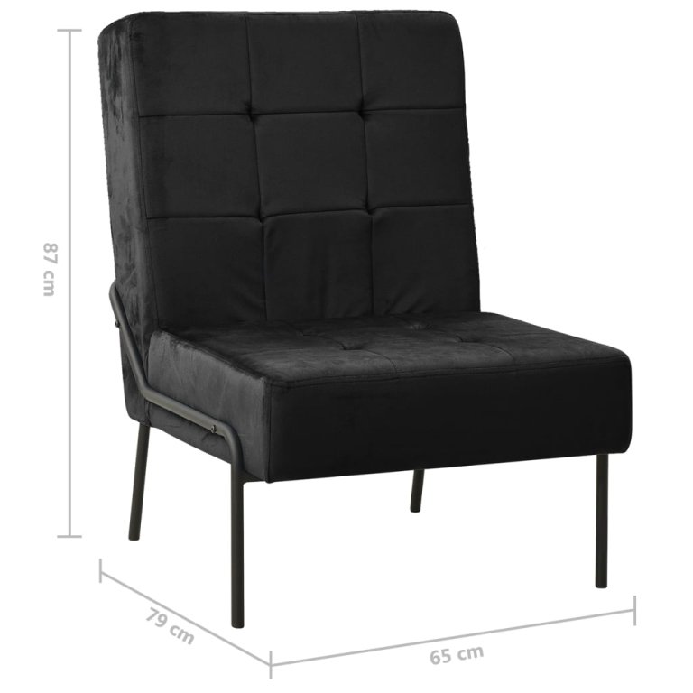 Scaun de relaxare, 65x79x87 cm, negru, catifea