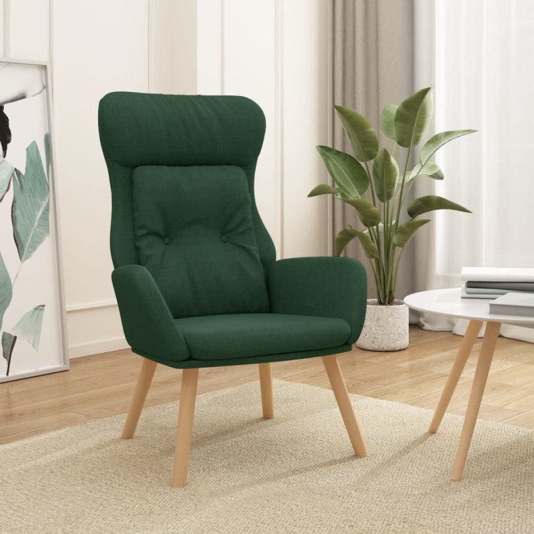 Scaun de relaxare, verde închis, material textil