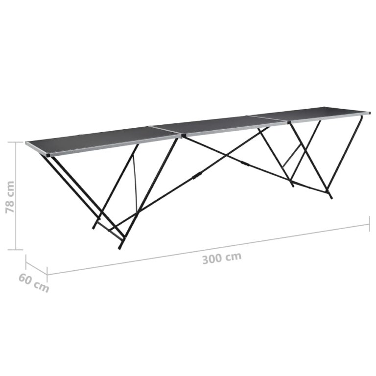 Masă de lipire pliabilă, 300 x 60 x 78 cm, MDF și aluminiu