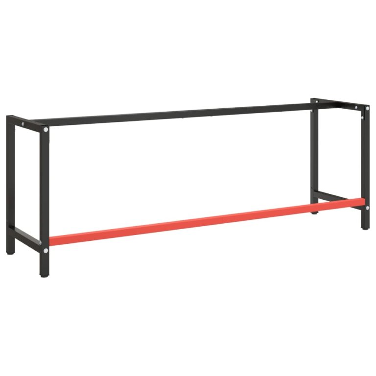 Cadru banc de lucru, negru mat/roșu mat, 220x57x79 cm, metal