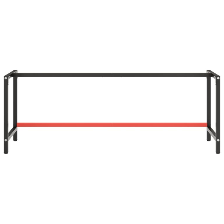 Cadru banc de lucru, negru mat/roșu mat, 220x57x79 cm, metal