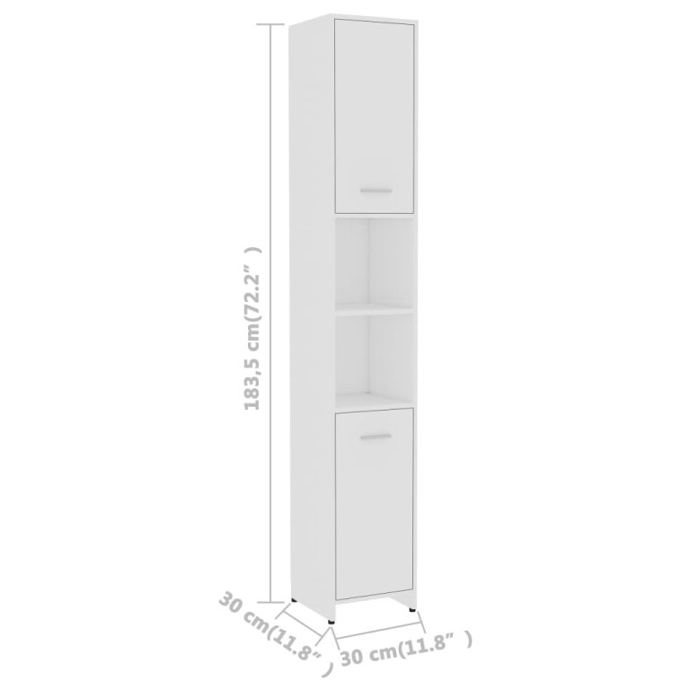 Dulap de baie, alb, 30x30x183,5 cm, lemn prelucrat