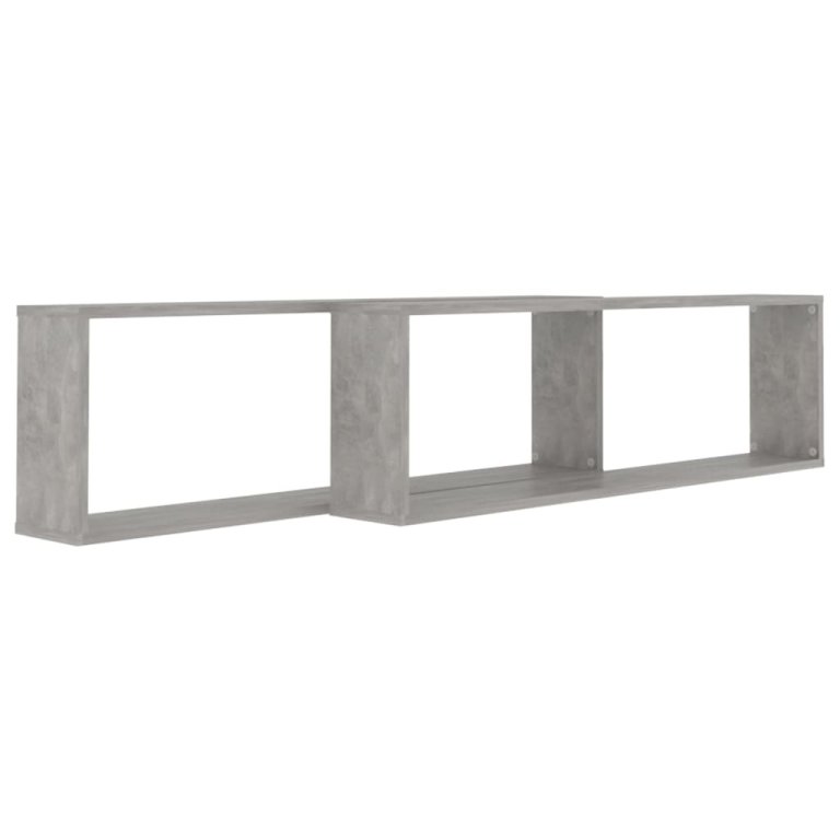 Rafturi de perete cub, 2 buc., gri beton, 100x15x30 cm, PAL