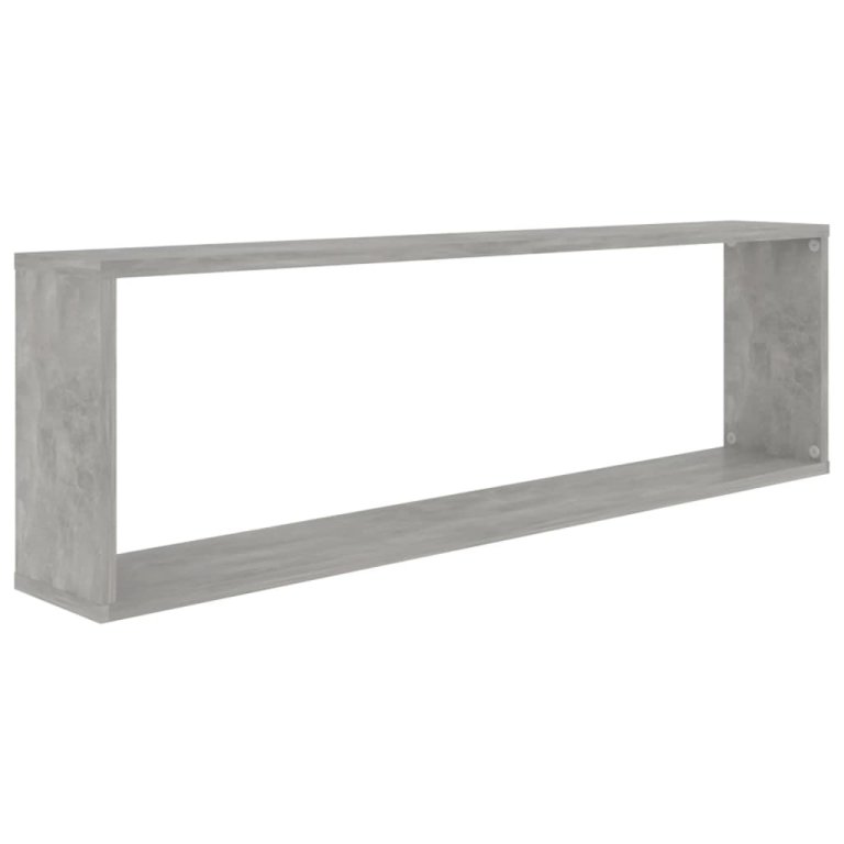 Rafturi de perete cub, 2 buc., gri beton, 100x15x30 cm, PAL