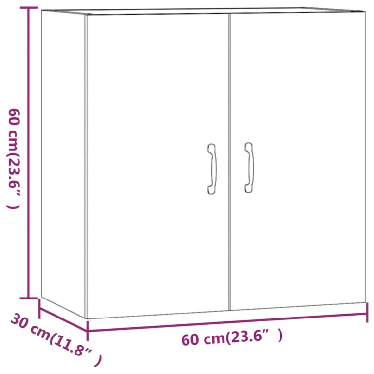 Dulap de perete, gri beton, 60x31x60 cm, lemn prelucrat