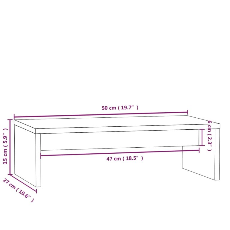 Stand pentru monitor, 50x27x15 cm, lemn masiv de pin