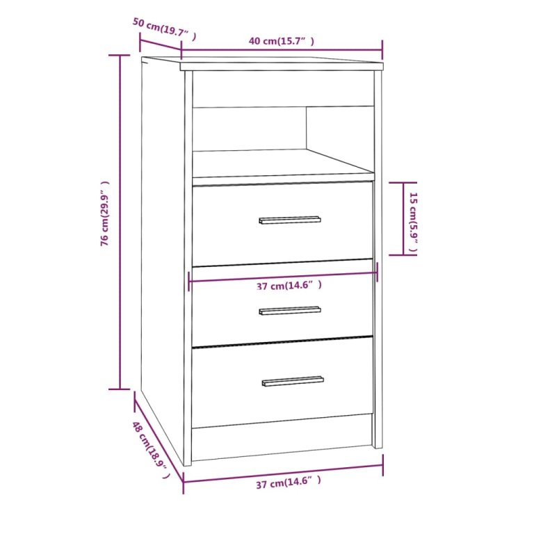 Dulap cu sertar, sonoma gri, 40x50x76 cm, lemn prelucrat