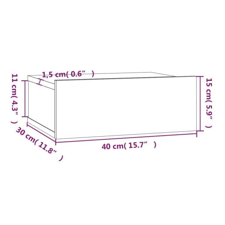 Noptiere plutitoare 2 buc. stejar fumuriu 40x30x15 cm lemn