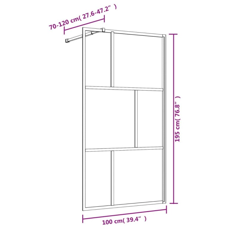 Paravan duș walk-in, auriu, 100x195 cm, sticlă ESG transparentă