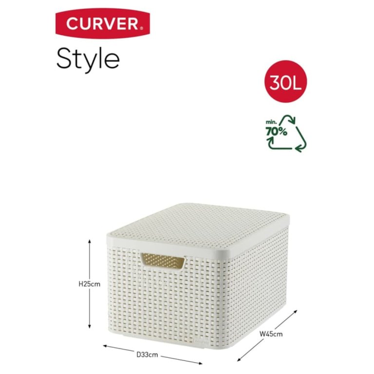 Curver Cutie de depozitare cu capac „Style” L 30L alb crem