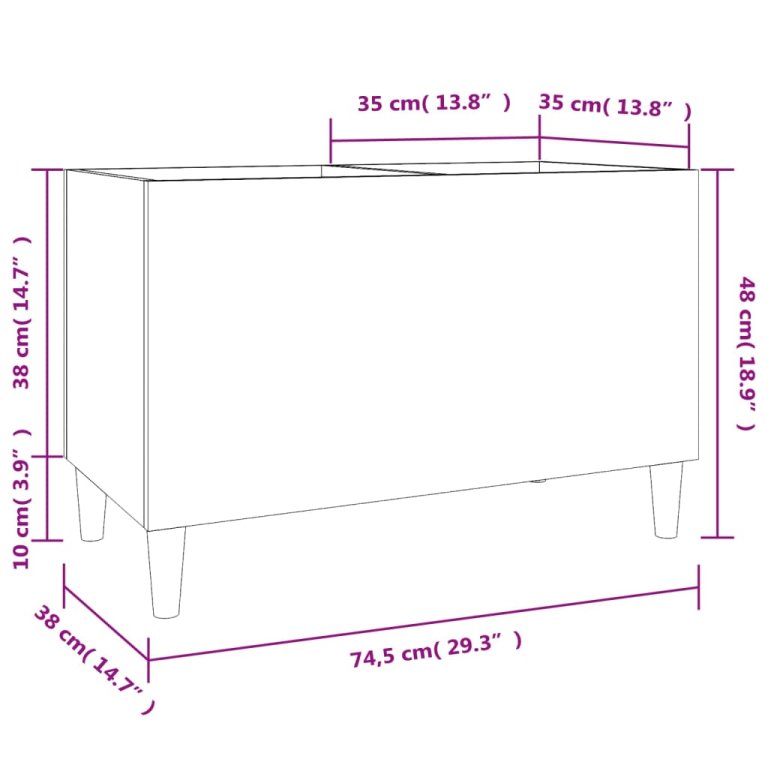 Dulap pentru discuri, gri beton, 74,5x38x48 cm, lemn prelucrat