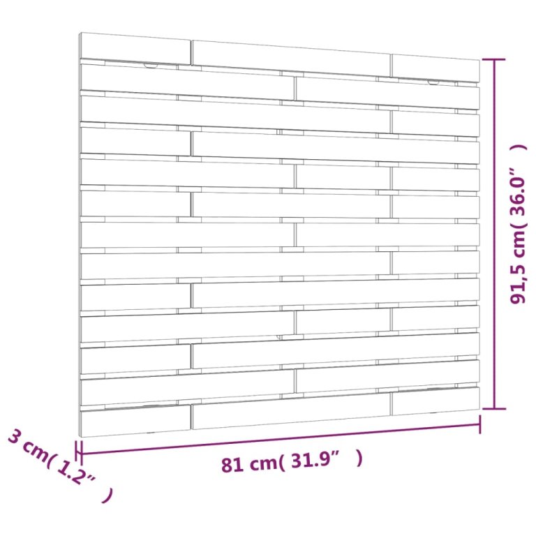 Tăblie de pat pentru perete, 81x3x91,5 cm, lemn masiv de pin