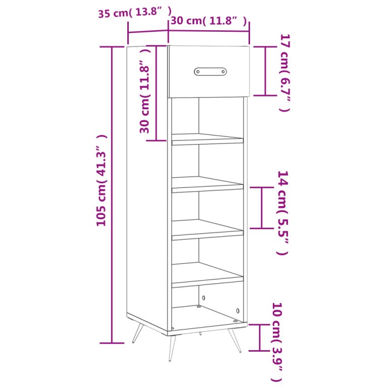 Pantofar, gri beton, 30x35x105 cm, lemn compozit