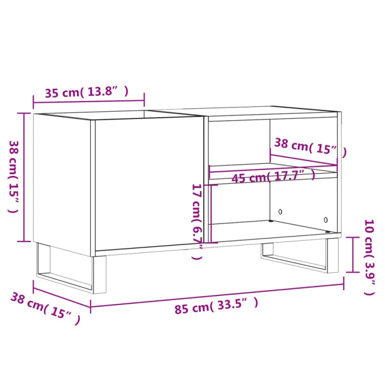 Dulap de discuri, alb, 85x38x48 cm, lemn prelucrat