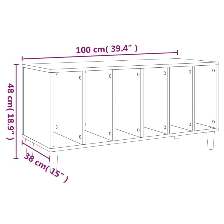 Dulap pentru discuri gri beton, 100x38x48 cm, lemn prelucrat