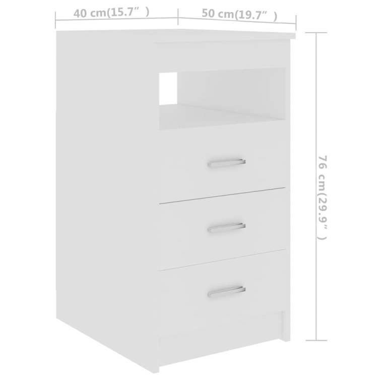 Dulap cu sertare, alb, 40x50x76 cm, lemn compozit