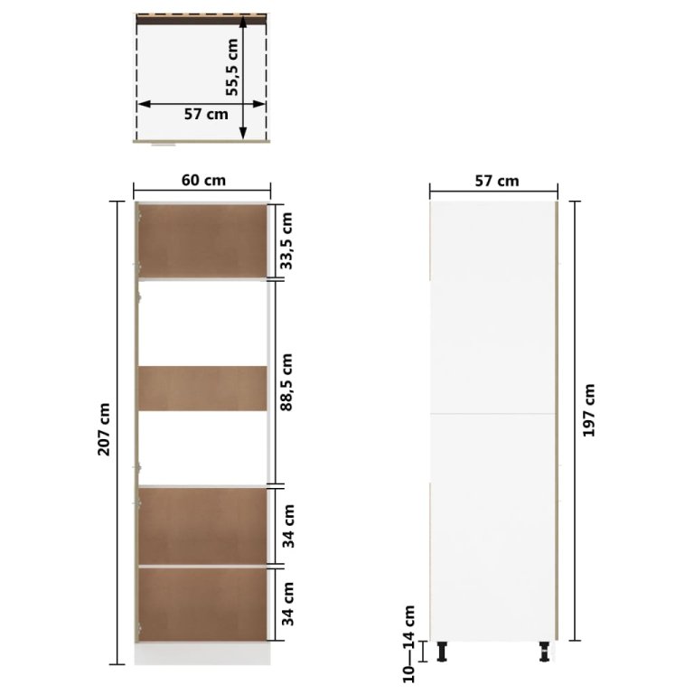 Dulap de frigider, stejar sonoma, 60x57x207 cm, lemn prelucrat