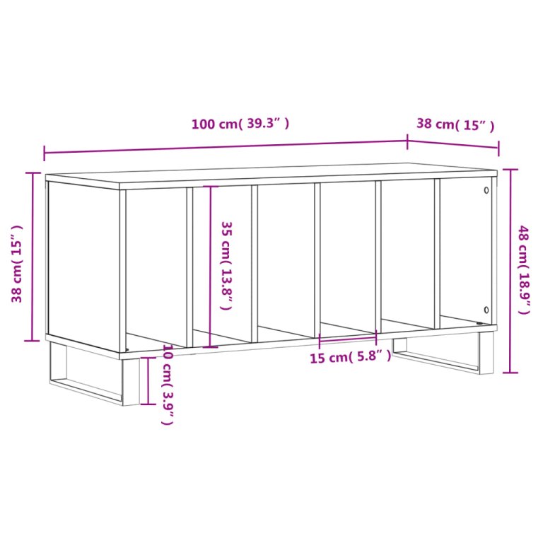 Dulap pentru discuri gri sonoma, 100x38x48 cm, lemn prelucrat