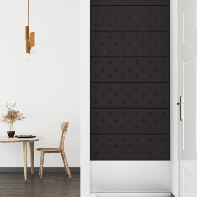 Panouri de perete 12 buc. negru, 90x30 cm, piele eco 3,24 m²