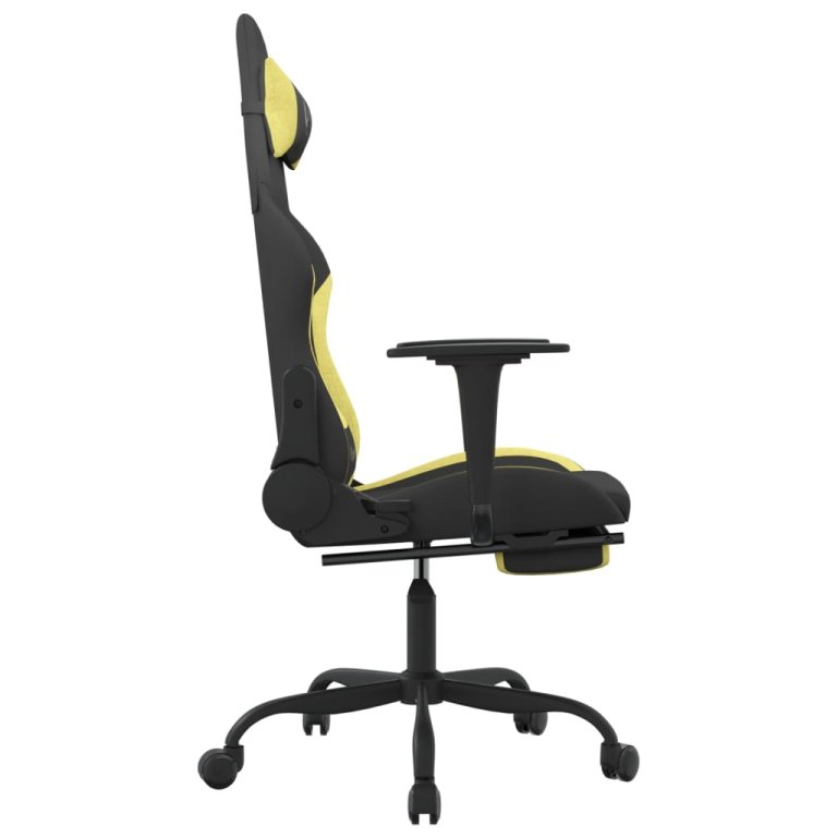 Scaun gaming masaj/suport picioare, negru/verde deschis textil