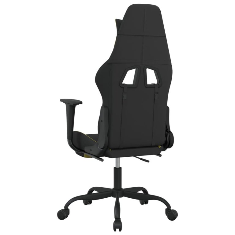 Scaun gaming masaj/suport picioare, negru/verde deschis textil