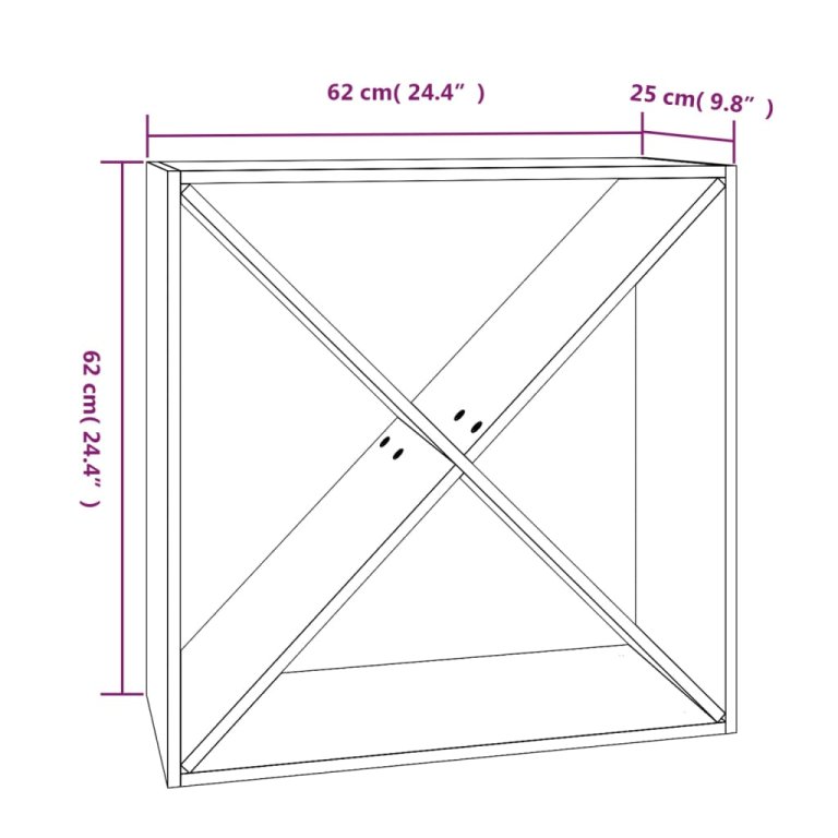 Dulap de vinuri, gri, 62x25x62 cm, lemn masiv de pin