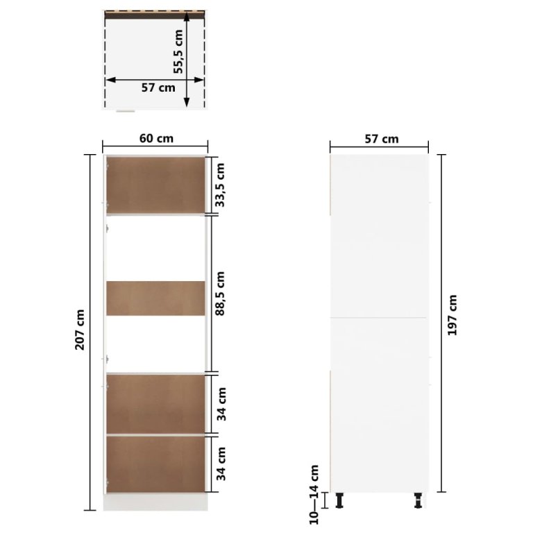 Dulap de frigider, stejar maro, 60x57x207 cm, lemn prelucrat