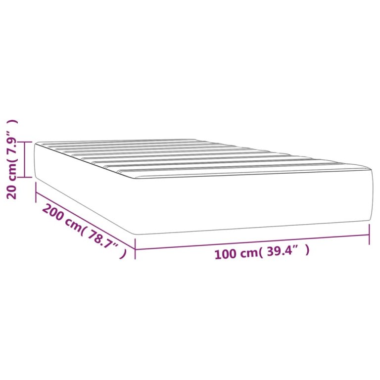 Saltea de pat cu arcuri, maro, 100x200x20 cm, piele ecologică