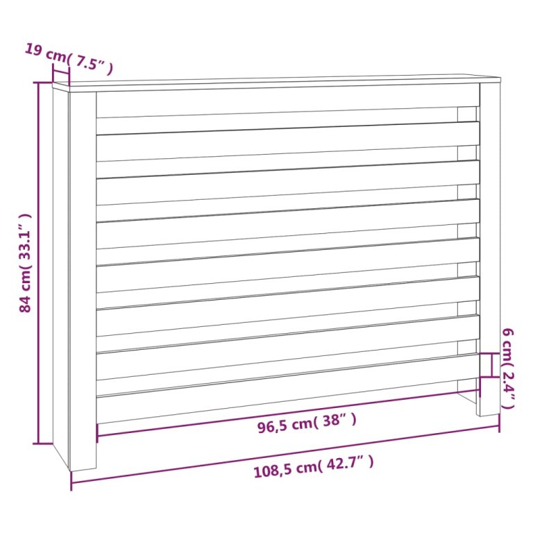 Mască pentru calorifer, 108,5x19x84 cm, lemn masiv de pin