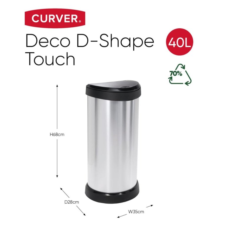 Curver Coș de gunoi cu pedală „Deco”, oval, 40 L, argintiu