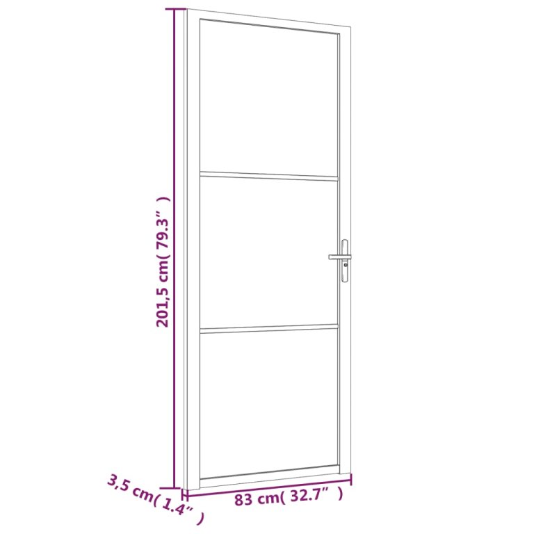 Ușă de interior, 83x201,5 cm, negru, sticlă ESG și aluminiu