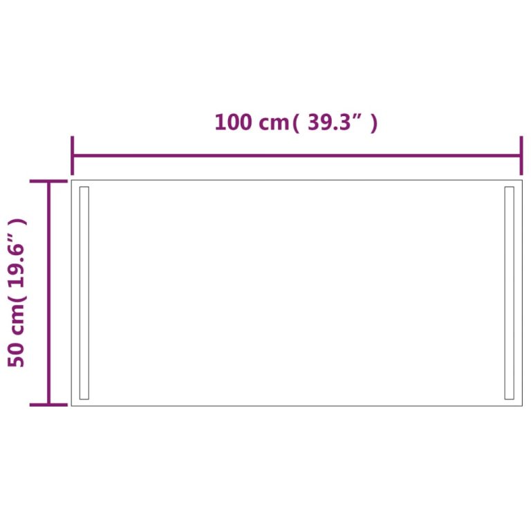 Oglindă de baie cu LED, 100x50 cm