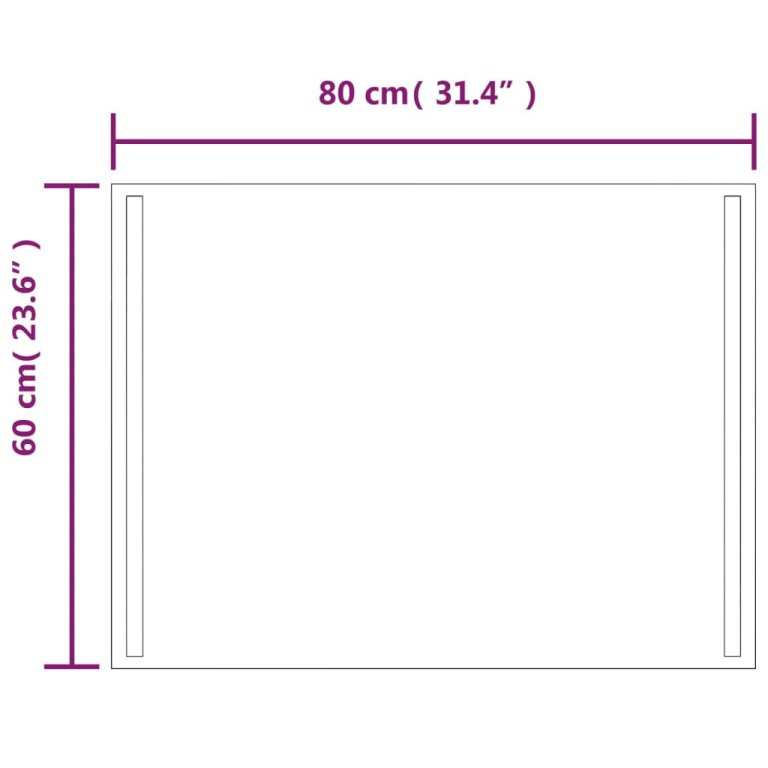 Oglindă de baie cu LED, 80x60 cm