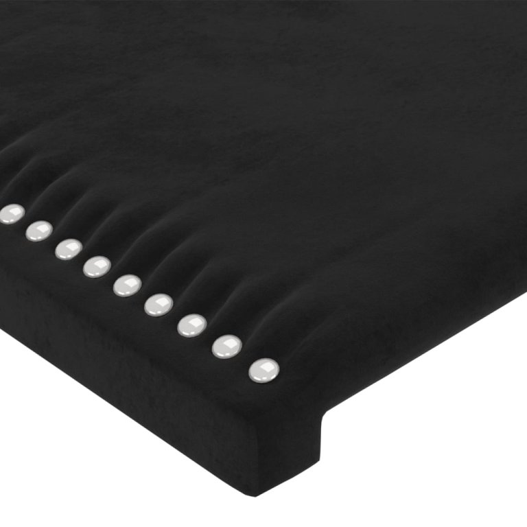 Tăblie de pat cu LED, negru, 203x16x78/88 cm, catifea