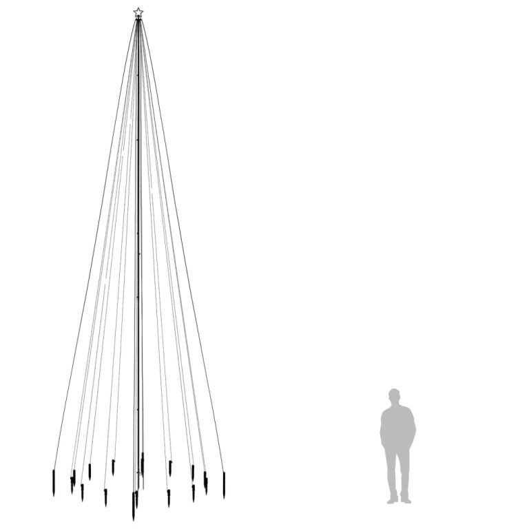 Brad de Crăciun cu țăruș, 1134 LED-uri, alb cald, 800 cm