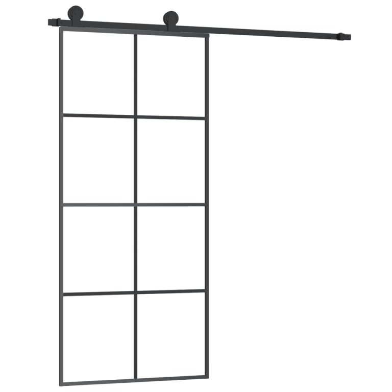 Ușă glisantă cu set feronerie, 90x205 cm, sticlă ESG/aluminiu