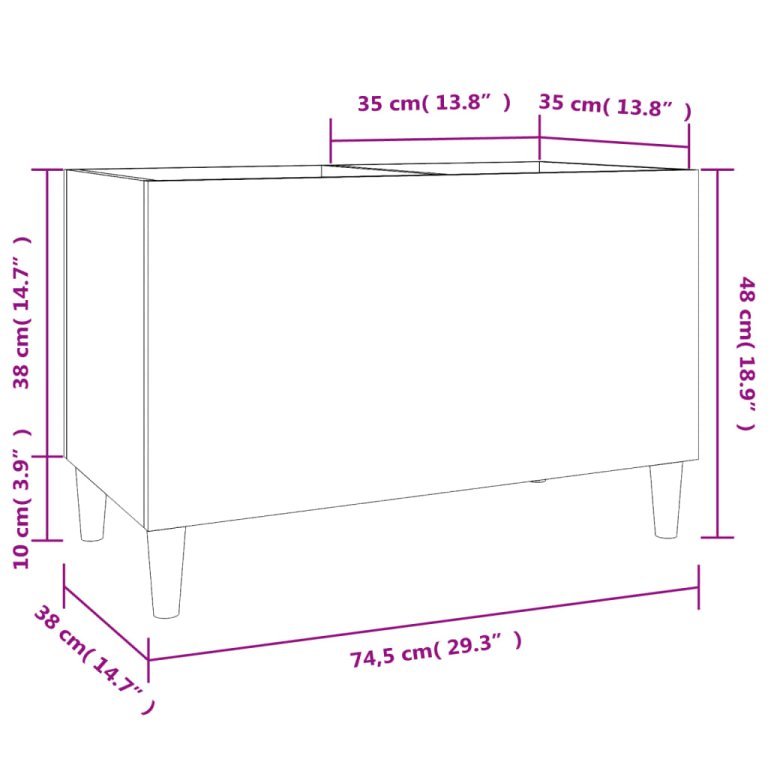 Dulap de discuri, alb, 74,5x38x48 cm, lemn prelucrat