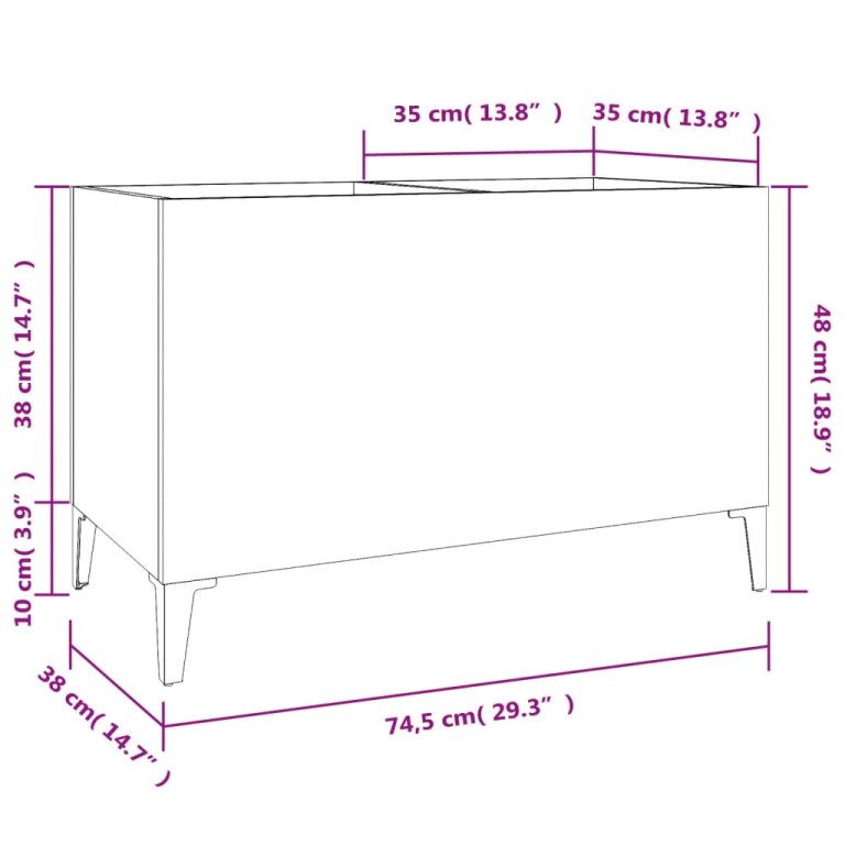 Dulap pentru discuri, gri beton, 74,5x38x48 cm, lemn prelucrat