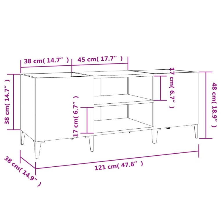 Dulap pentru discuri stejar sonoma 121x38x48 cm, lemn prelucrat