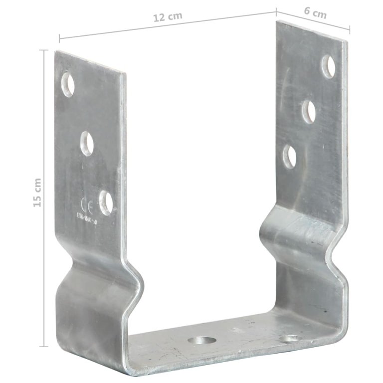 Ancore de gard, 6 buc., argintiu, 12x6x15 cm, oțel galvanizat