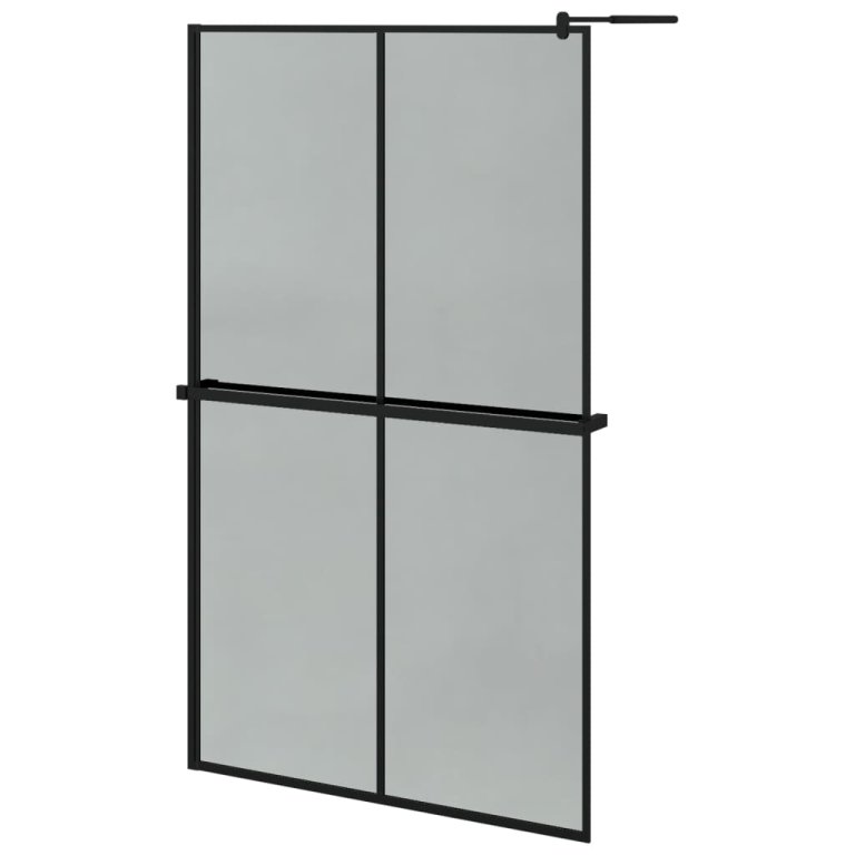 Paravan duș walk-in cu raft negru 118x195cm sticlă ESG/aluminiu