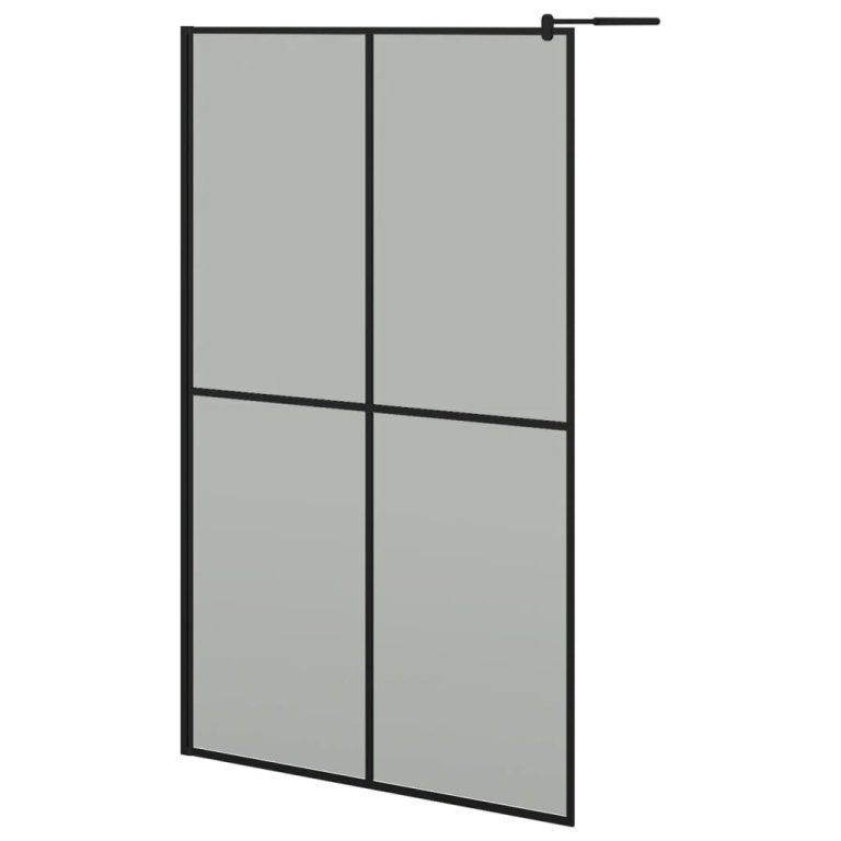 Paravan duș walk-in cu raft negru 118x195cm sticlă ESG/aluminiu