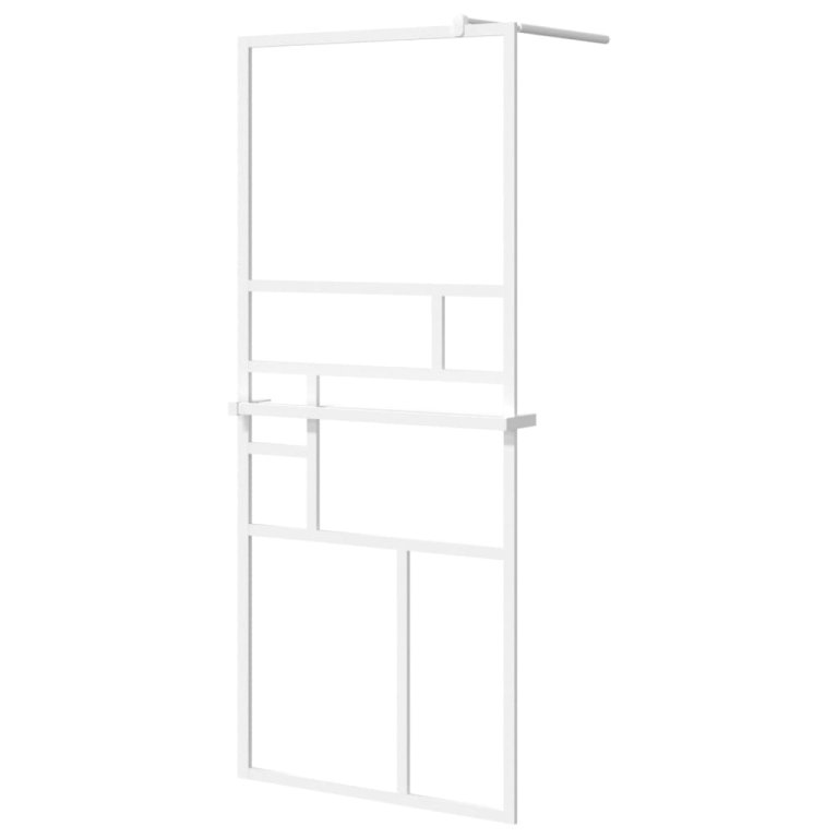 Paravan duș walk-in cu raft alb 90x195 cm sticlă ESG/aluminiu