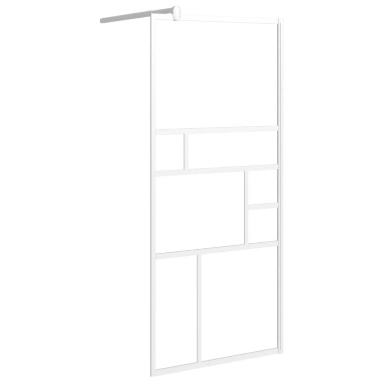 Paravan duș walk-in cu raft alb 90x195 cm sticlă ESG/aluminiu