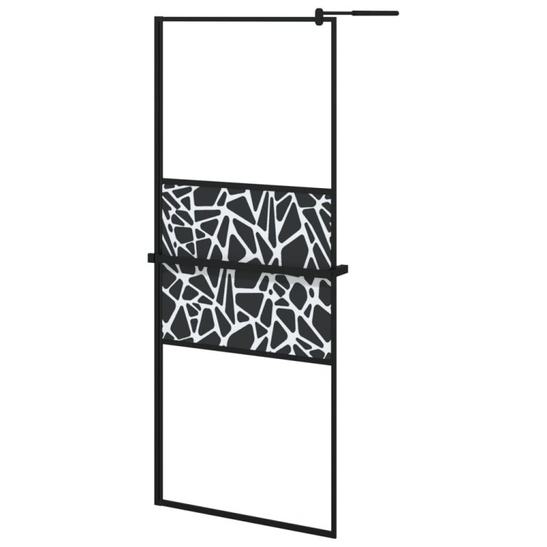 Paravan duș walk-in cu raft negru 80x195 cm sticlă ESG/aluminiu