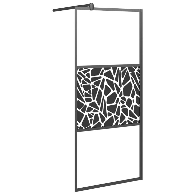 Paravan duș walk-in cu raft negru 80x195 cm sticlă ESG/aluminiu