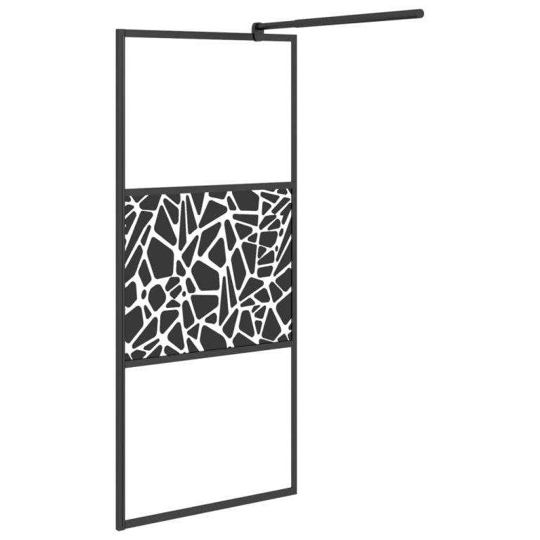 Paravan duș walk-in cu raft negru 80x195 cm sticlă ESG/aluminiu