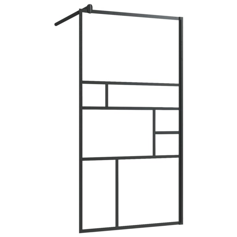 Paravan duș walk-in cu raft negru 100x195cm sticlă ESG/aluminiu